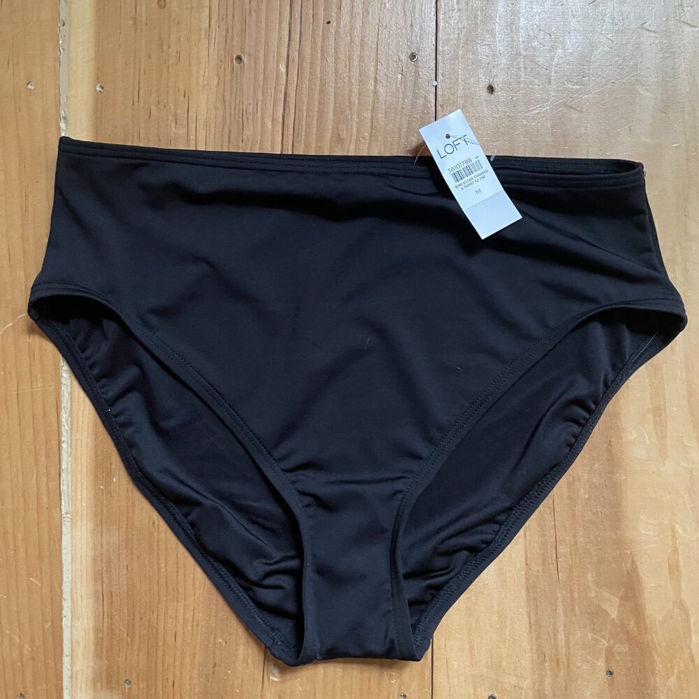 LOFT Beach High Waist Bikini Bottom Black Medium NWT - Picture 2 of 4